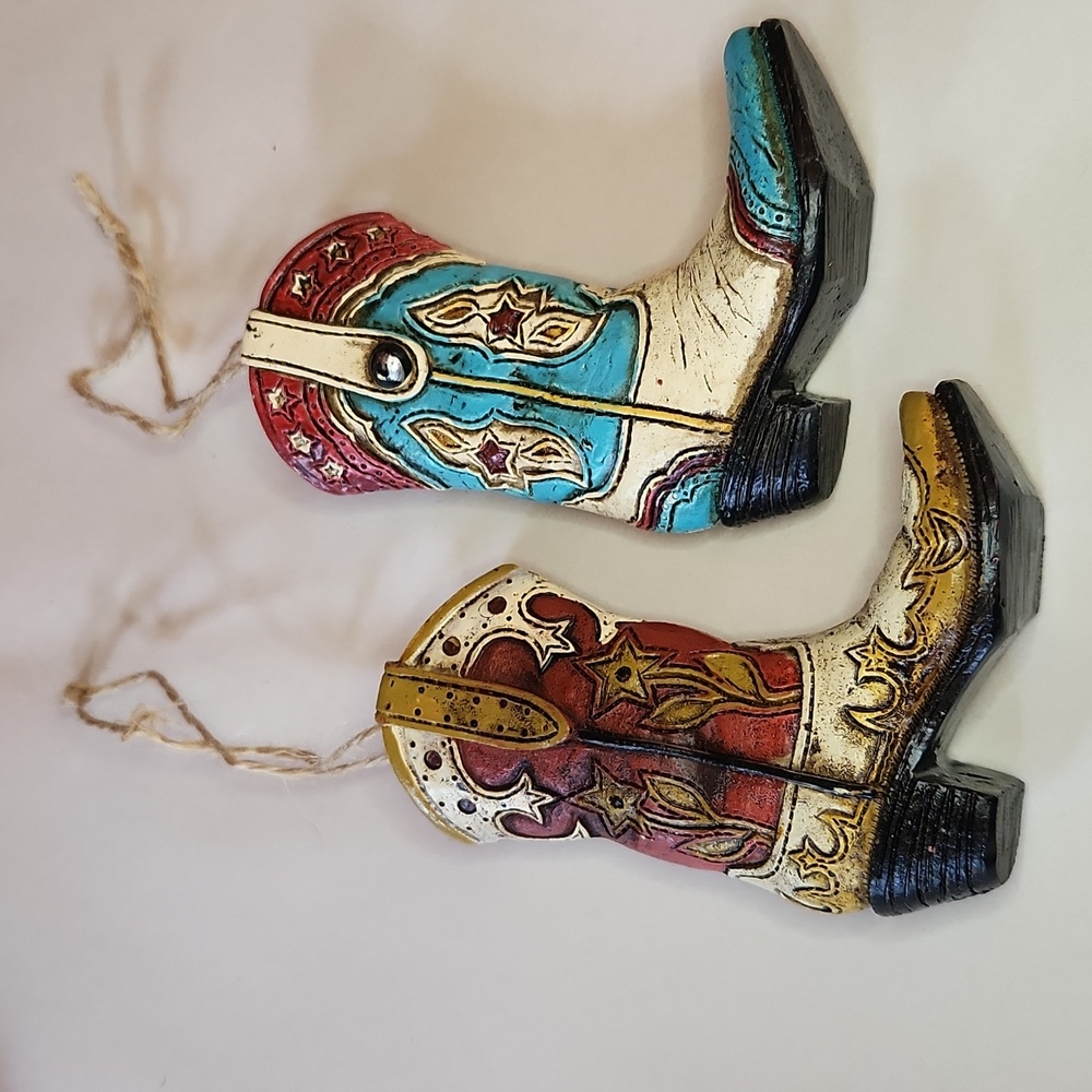 Cowboy Boot Ornament Set of 2 NWOT